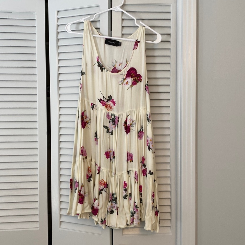 White floral mink pink dress
